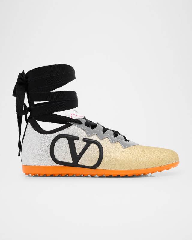 Chromathon Ombre Glitter Ankle-Wrap Sneakers